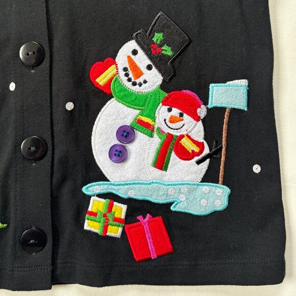 Michael Simon Girl Christmas Top Size 8 Santa Snowman Sequin - Picture 4 of 8